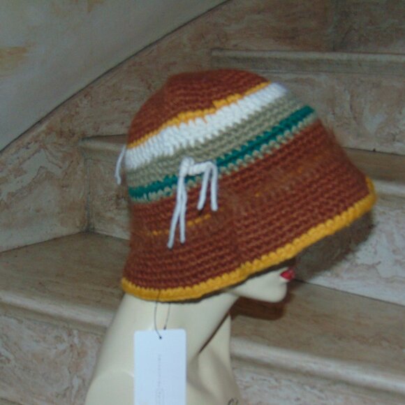 RARE Hansel From Basel Bucket Hat Crochet Multicolored Fuzzy Y2K Winter Cabin main image 4